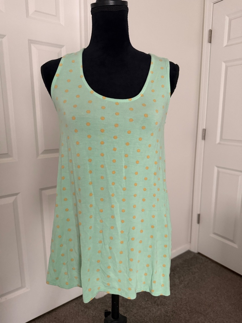 Matilda Jane Mint Tank Top with Yellow Polka Dots